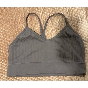 Maurices Womens Ribbed Seamless Bralette Charcoal Grey Racerback Size M